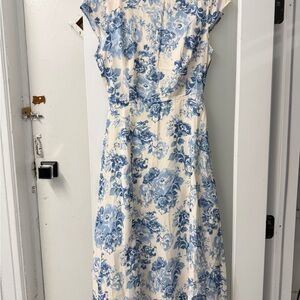 Elegant Blue Floral Dress